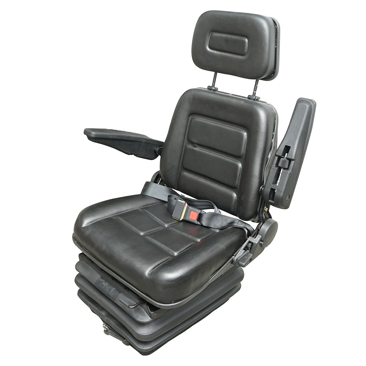 Scaun universal reglabil pe inaltime si greutate 50-130Kg, cotiere si spatar rabatabil 40-80&deg; pentru tractor, utilaje agricole, industriale, stivuitor
